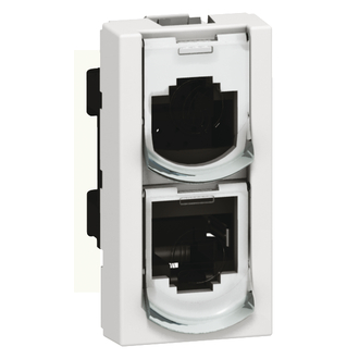 Prises doubleurs 2xRJ45 UTP blanc, téléphone / Ethernet