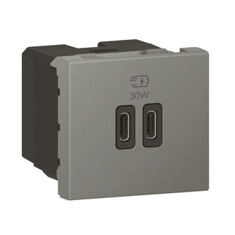 USB-Ladesteckdose ARTEOR 2&times;Typ-C 3A 30W 2 Module magnesium