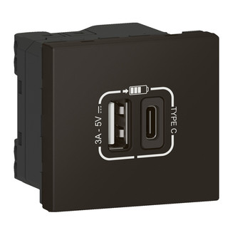 EB-USB Ladesteckdose Typ-A + USB Typ-C 3A 5V= 15W schwarz matt