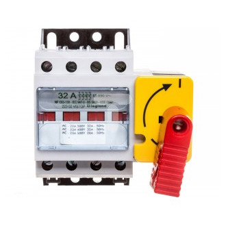 Interrupteur Sectionneur 4P 32A / poignée rouge, plastron jaune